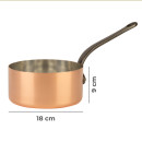 Kupferkasserolle Ø 18 cm, verzinnt mit Gusseisengriff