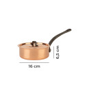 Copper sauté pan Ø 16 cm, tinned with cast iron handle and lid