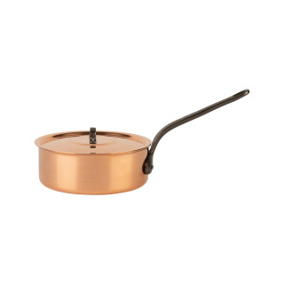 Copper sauté pan Ø 20 cm, tinned with cast iron handle and lid