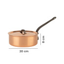 Copper sauté pan Ø 20 cm, tinned with cast iron handle and lid