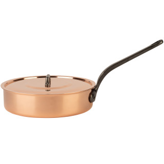 Copper sauté pan Ø 28 cm, tinned with cast iron handle and lid