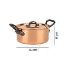 Copper pot Ø 16 cm, tinned with cast iron handle and lid