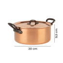 Copper pot Ø 20 cm, tinned with cast iron handle and lid
