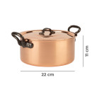 Copper pot Ø 22 cm, tinned with cast iron handle and lid