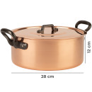 Copper pot Ø 28 cm, tinned with cast iron handle and lid