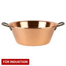 Copper jam pot suited for induction stoves - jam bassin Ø 26,5 cm - 3 liter - cast iron handles